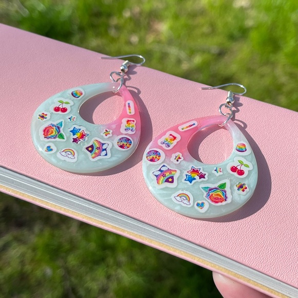 Handmade Lisa Frank Statement Earrings - Picture 4 of 16